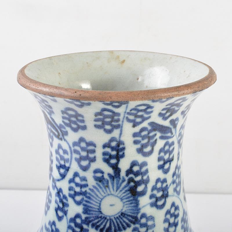 中国　新渡　青花　花文瓶　V　R6030