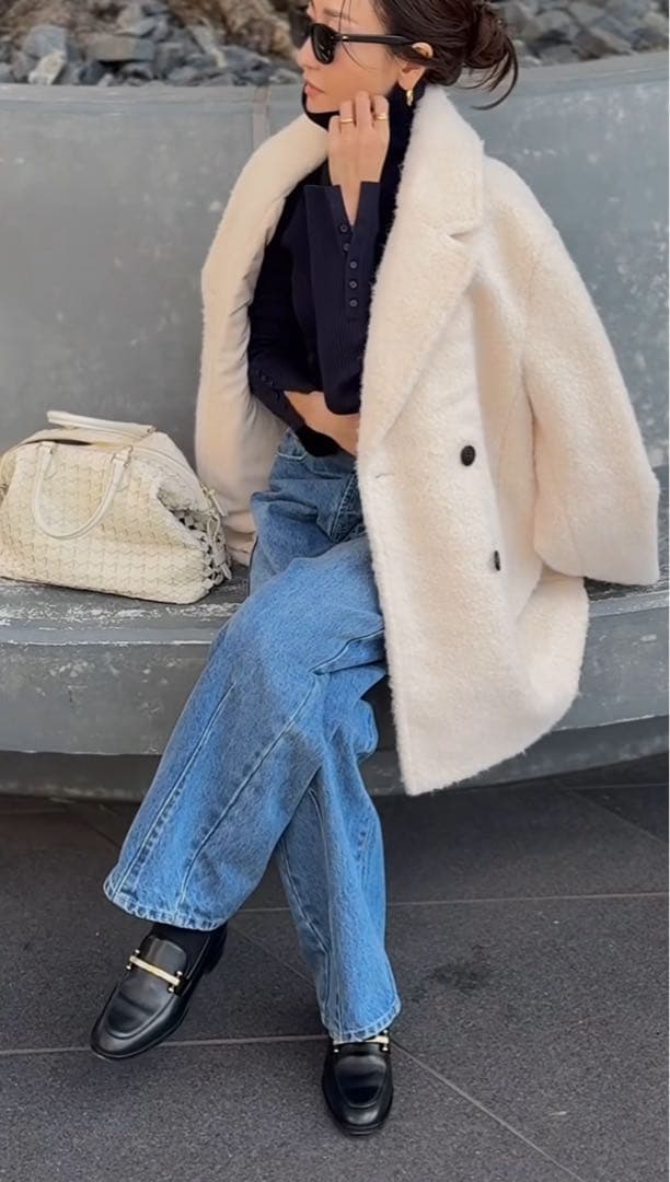 ZARA ブークレダブルブレストミディ丈コートＳサイズ完売品　ザラ