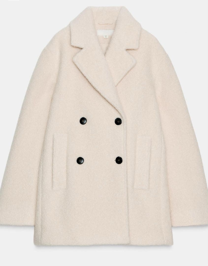 ZARA ブークレダブルブレストミディ丈コートＳサイズ完売品　ザラ