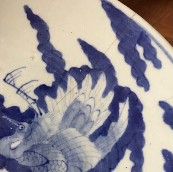 骨董品 染付 鳳凰 大皿 古伊万里