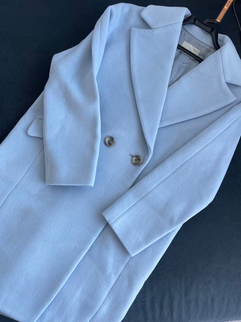 VERY掲載品✨定価7万 ESTNATION アイスブルー チェスターコート