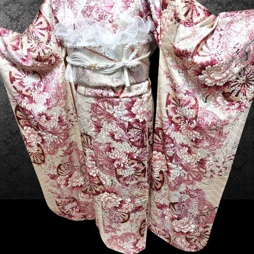 振袖フルセット(8点)・成人式・金彩加工・くすみ・源氏車花・やまと誂製・逸品