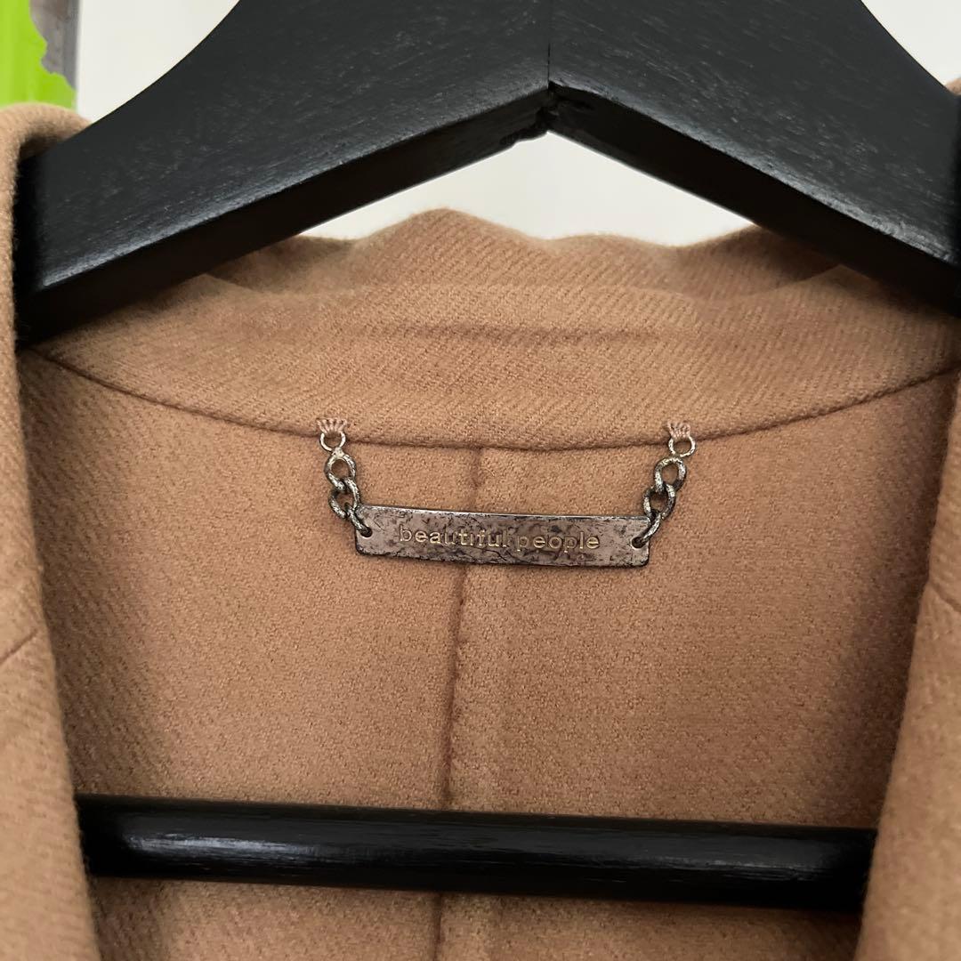 試着のみタグ付き　ビューティフルピープル　ベージュ ダブルブレスト ロングコート