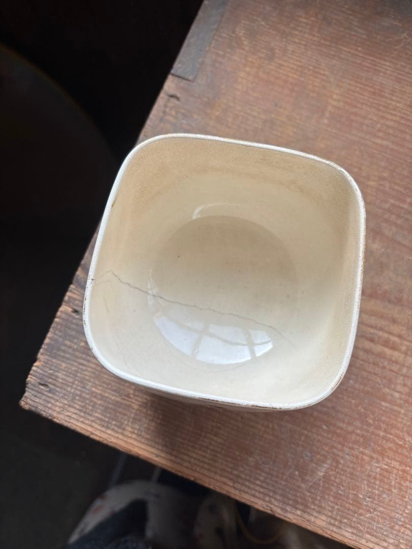 粟田焼 在銘 茶碗 鎹直し 時代物 人物絵 明治 大正 古美術」