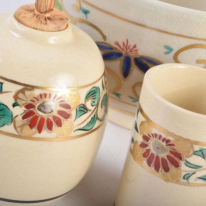 茶道具　桑茶箱　京焼　中村与平作　茶碗　棗　香合など　八点　一式　M　R9368