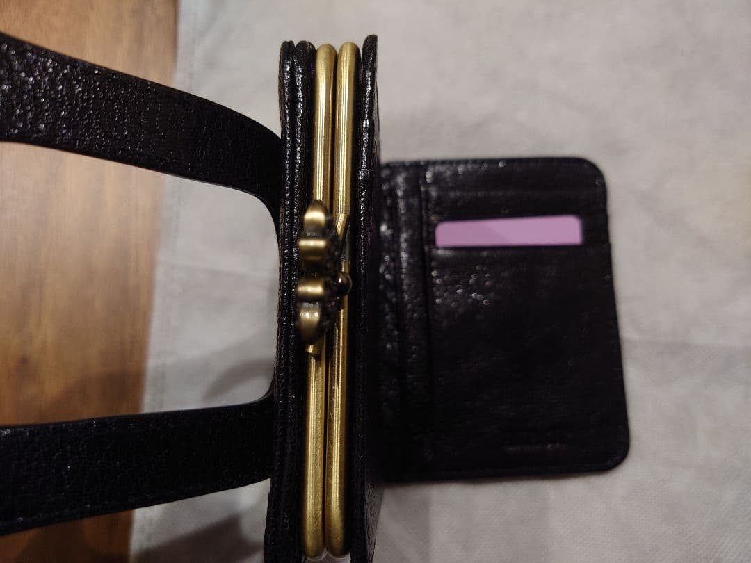 【美品】ANNA SUI アナスイ リディア 口金二つ折り財布 ブラック