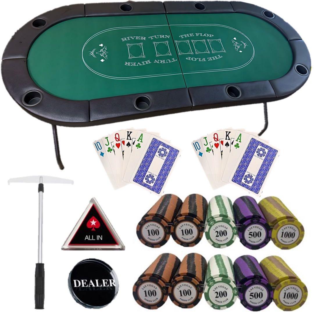 【yu】すぐ遊べる　ポーカーテーブルセット【8人用】