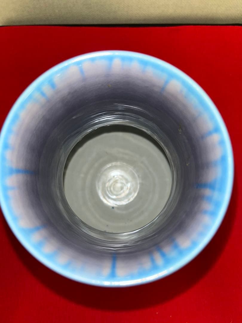 人間国宝 三代 徳田八十吉（正彦銘）碧明釉 花入 高さ 約23.5㎝ T213