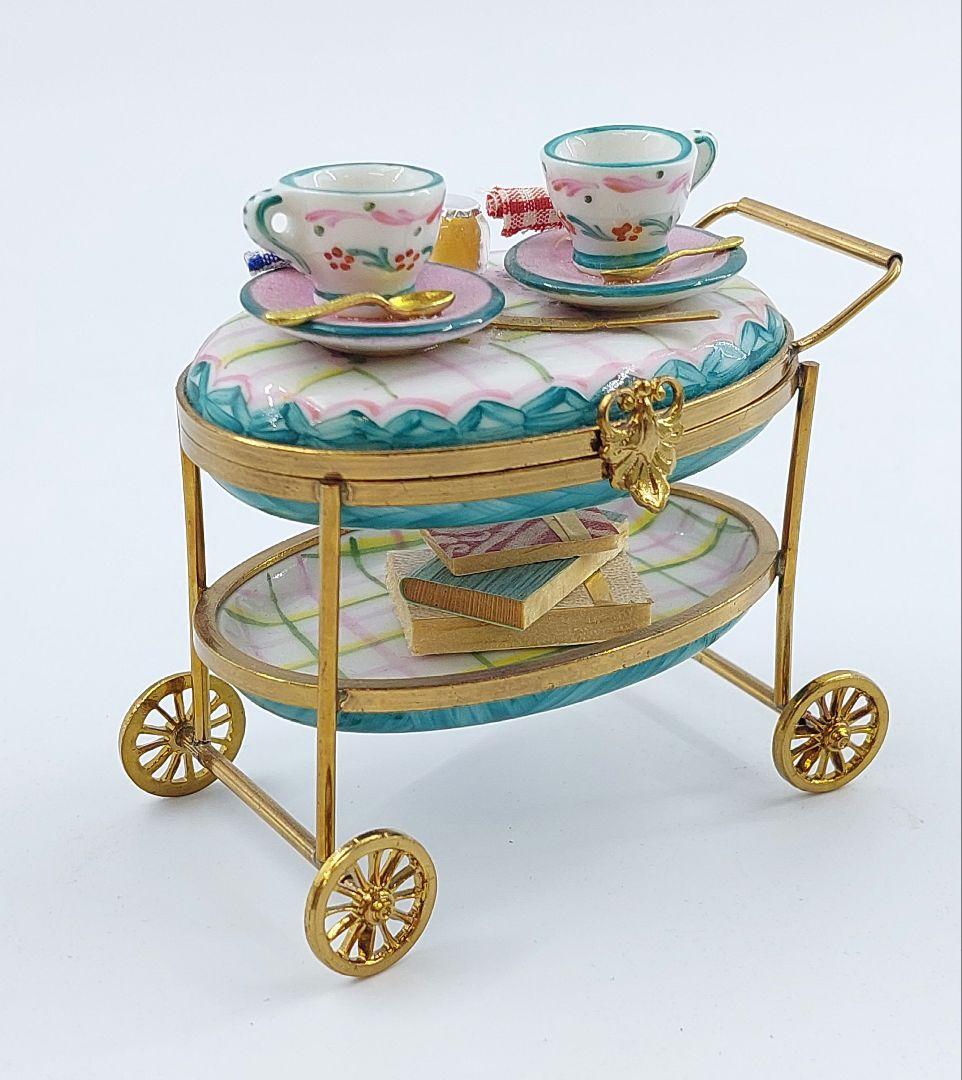 リモージュボックス 磁器 真鍮 ブレックファースト キッチンワゴン フランス