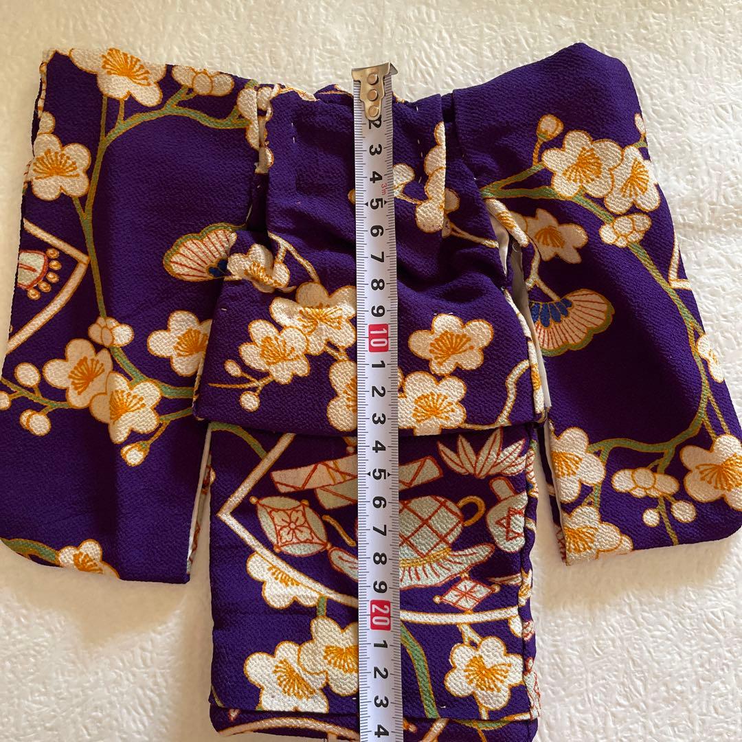 2409135 人形の着物　古布ちりめん　宝づくし　鶴