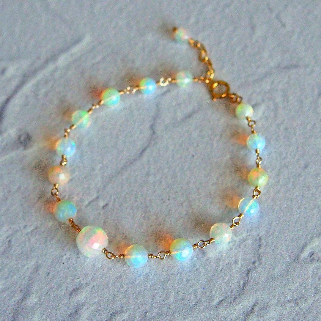 shilo様　AAA+ エチオピア産　プレシャスオパール　ブレスレット14kgf