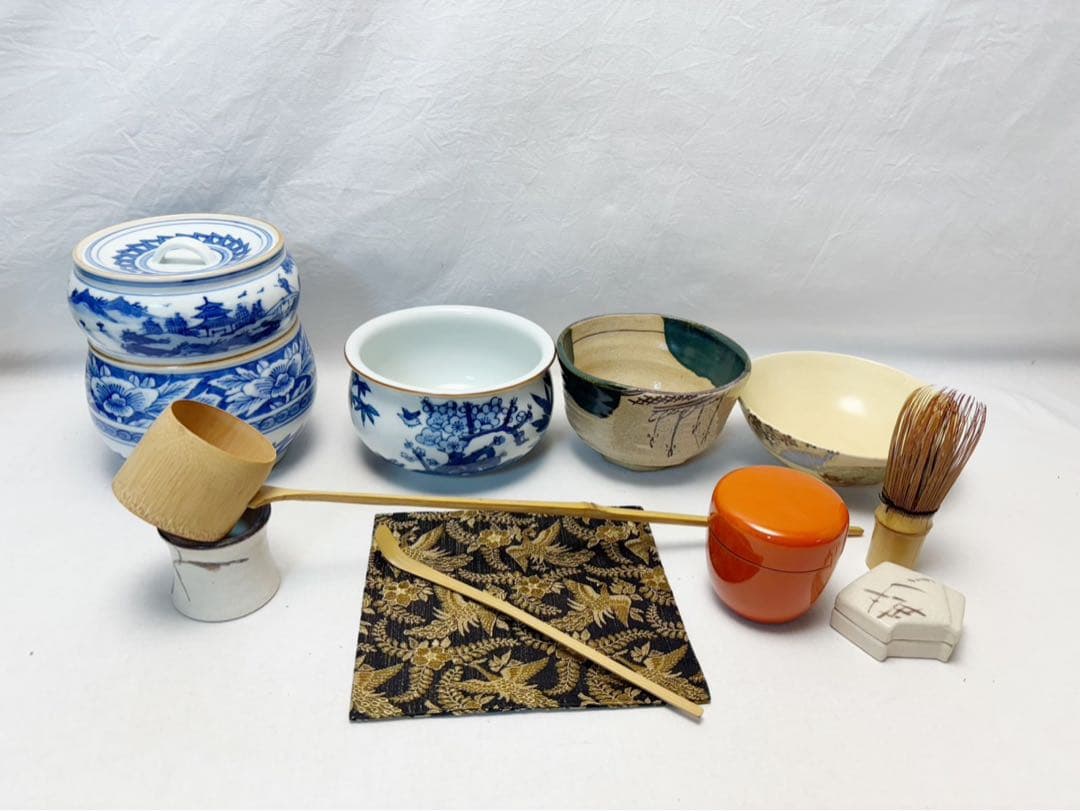 美品 茶道具 溜塗 短册箱 茶箱揃 十二点セット 茶道具一式 持ち運び 野点