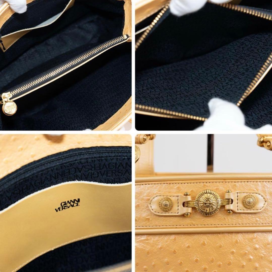 美品　ヴェルサーチ サンバースト オーストリッチ レザー ベージュ