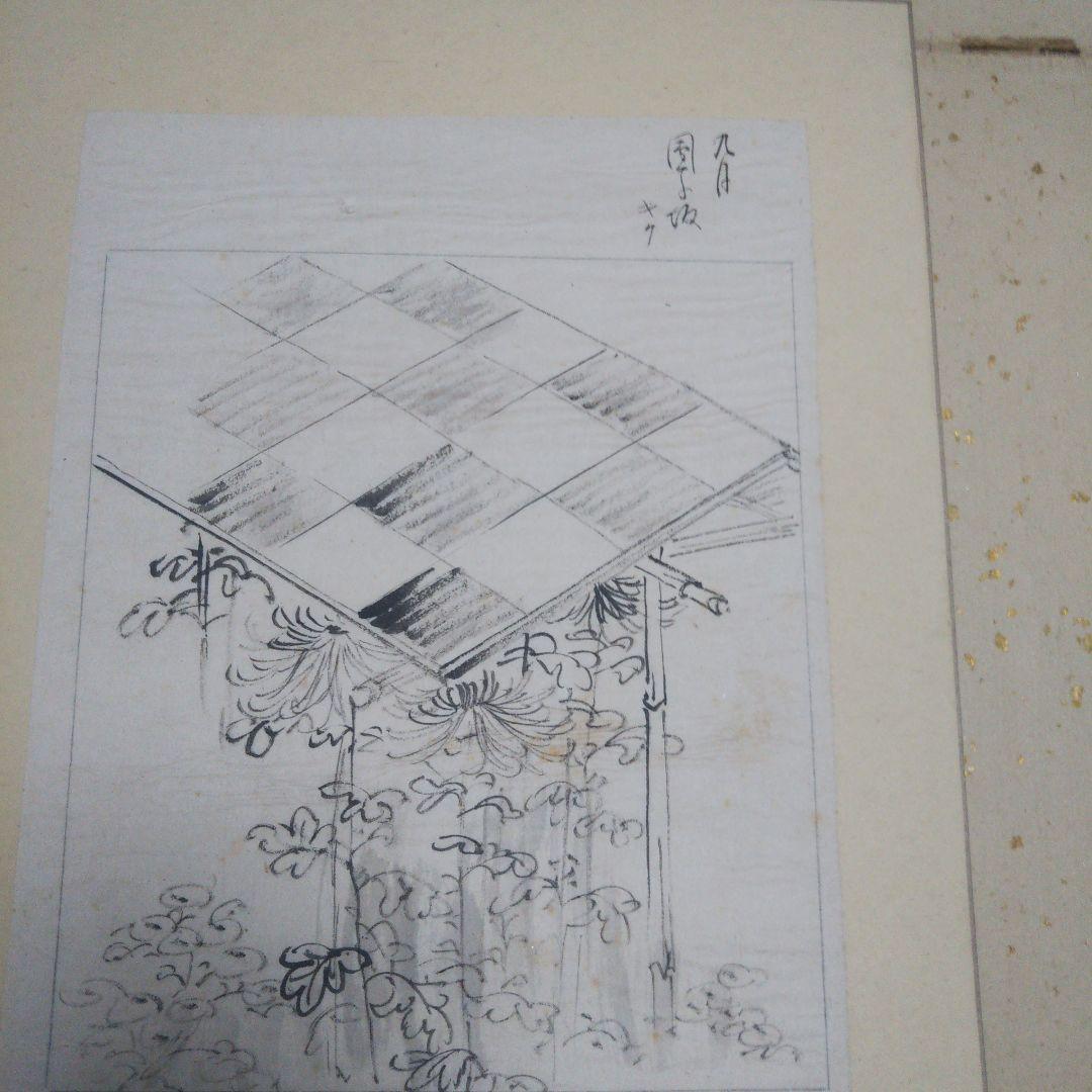 骨董   江戸名所   十二ヶ月   屏風法下画