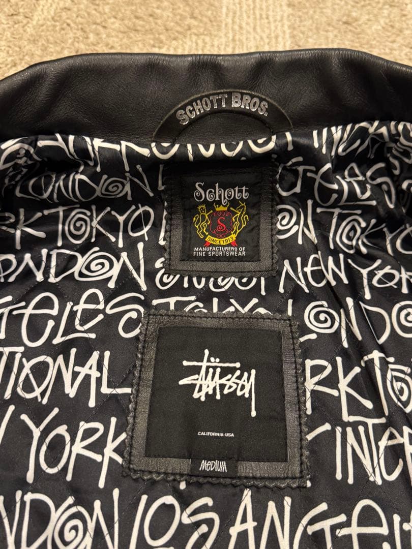 schott✖️stussy シングルライダースジャケット M 中古品