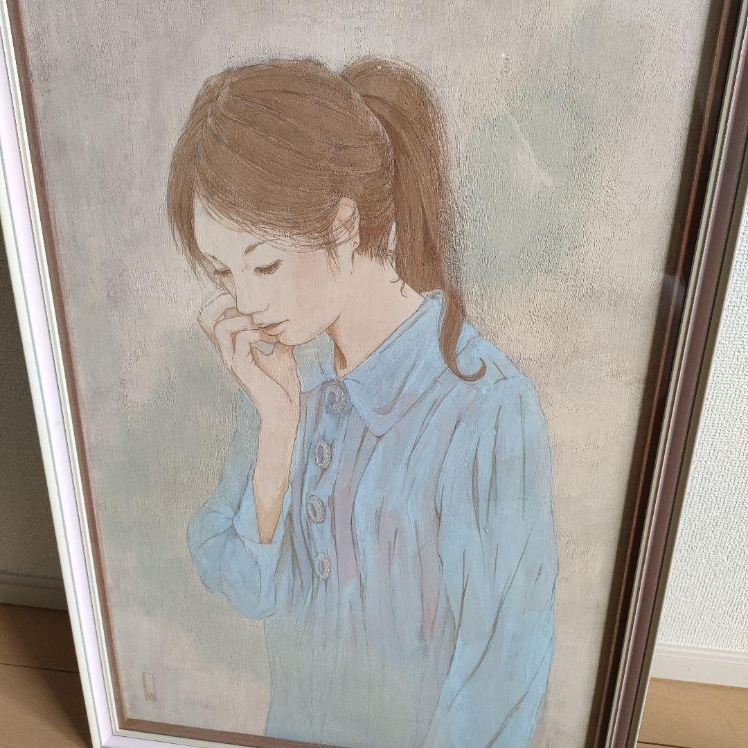川畑絵　M12号　日本画　原画　美人画　一点物