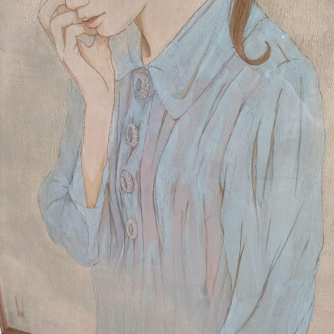 川畑絵　M12号　日本画　原画　美人画　一点物
