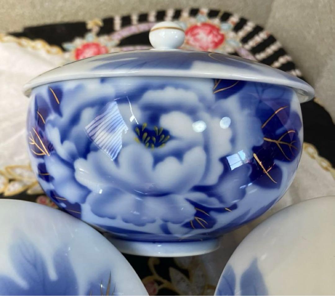 焼き変わり　深川製　湯呑み茶碗セット　高級　5点　桐箱入り