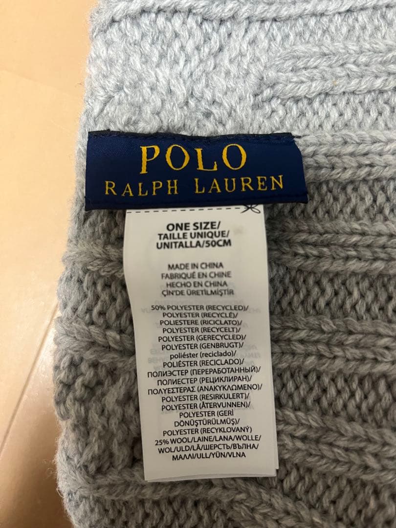 ralph lauren ラルフローレン　ニット帽　グレー
