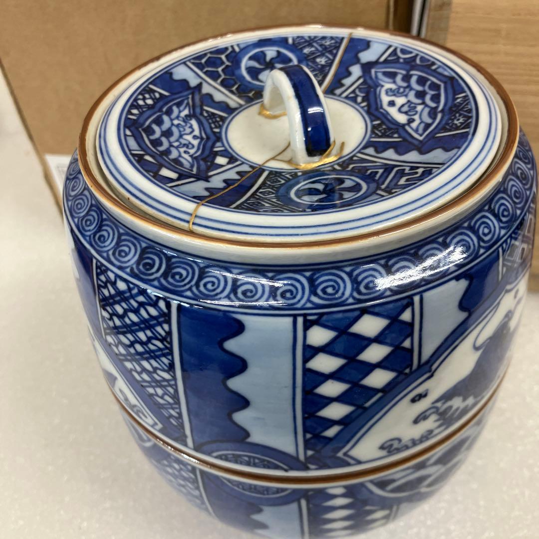 茶道具　水差　祥瑞　青絵水指　井上春￼峰　造(祥瑞写) NAB1