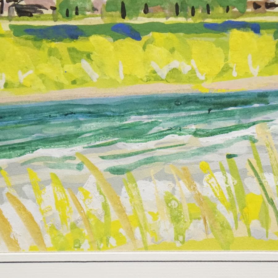 保坂武雄『千曲川早春』 風景画 水彩画 絵画 肉筆 額装