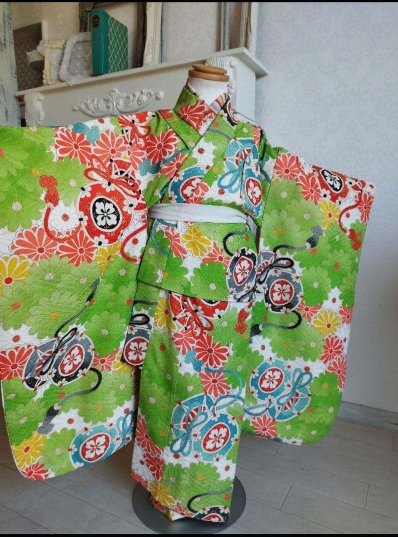 アンティーク着物&被布エプロンセット 大正ロマン 七五三 女の子