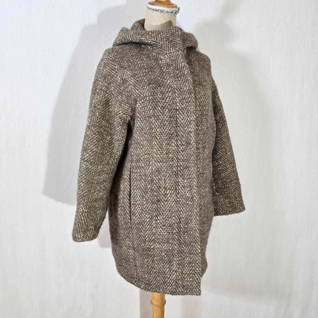 【美品】マカフィー マカフィー アルパカ混 ヘリンボーン フードコート 比翼仕立