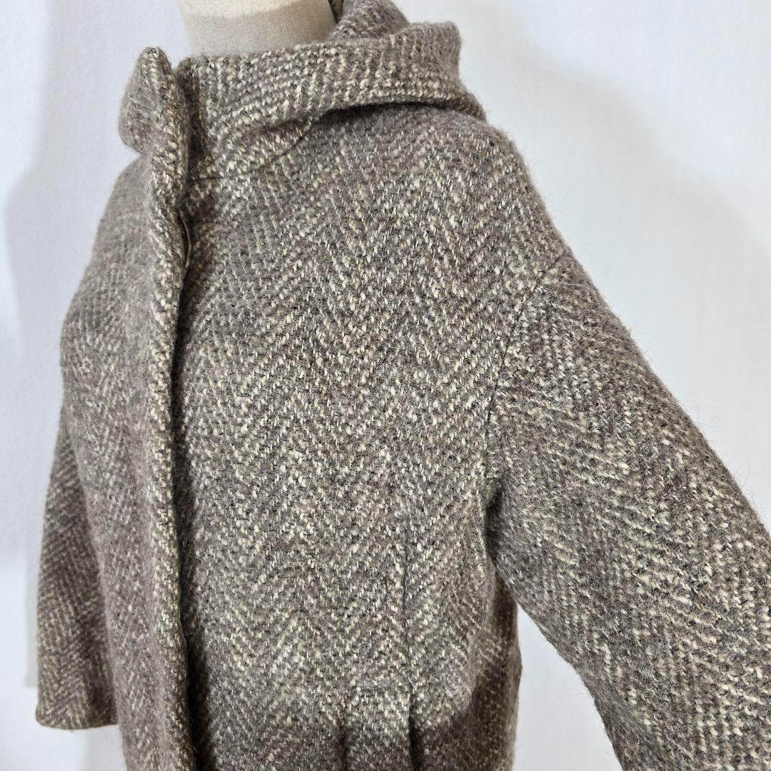 【美品】マカフィー マカフィー アルパカ混 ヘリンボーン フードコート 比翼仕立