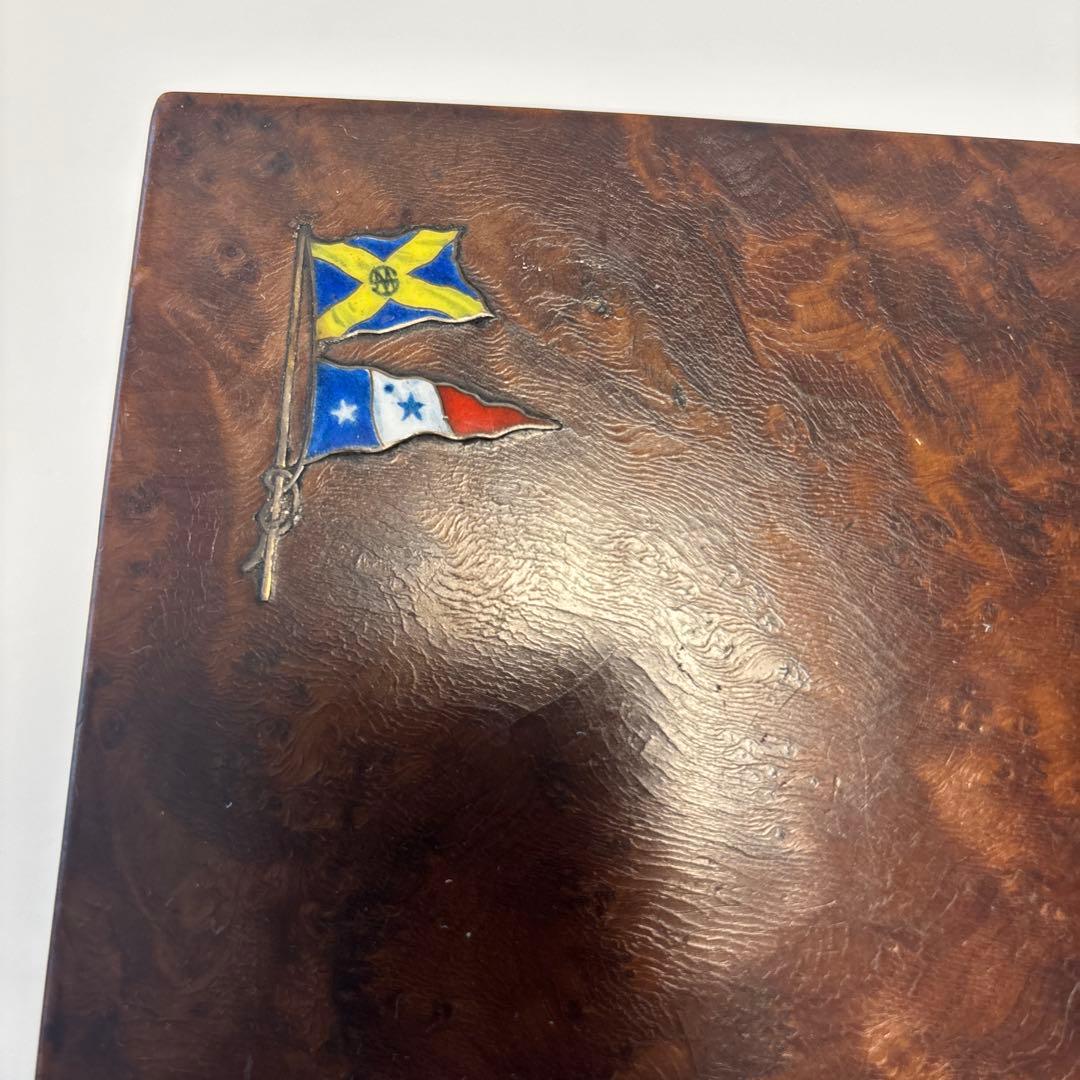 フランス　ヴィンテージ アンティーク　木製ボックス 陶器装飾付き　蚤の市