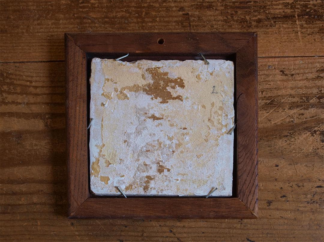 デルフトタイル 輪回しで遊ぶ子供たち 額縁付き 民藝 工藝 /J544