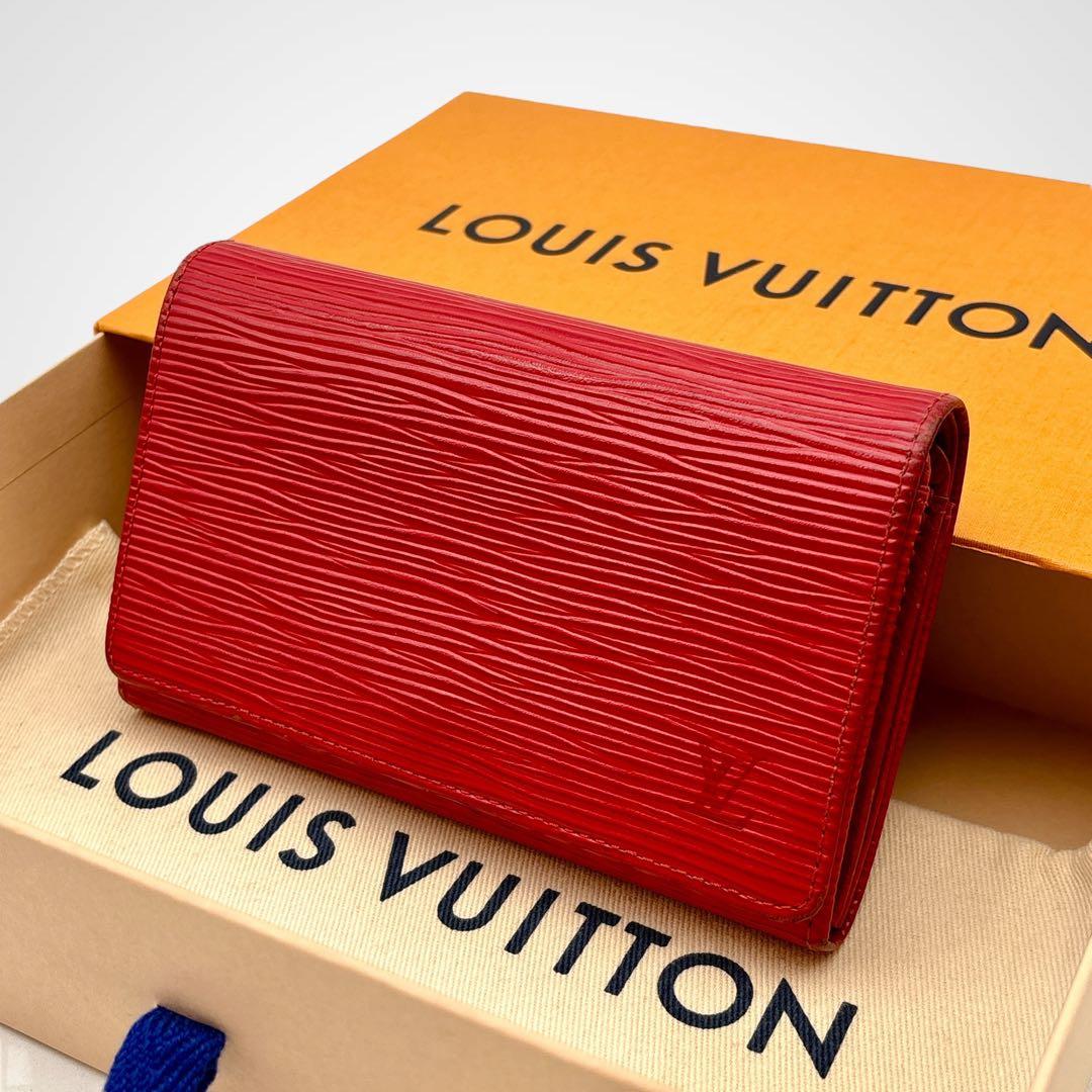 美品✨ルイヴィトン エピ ポルトモネ ビエ トレゾール 二つ折り財布 赤 本革