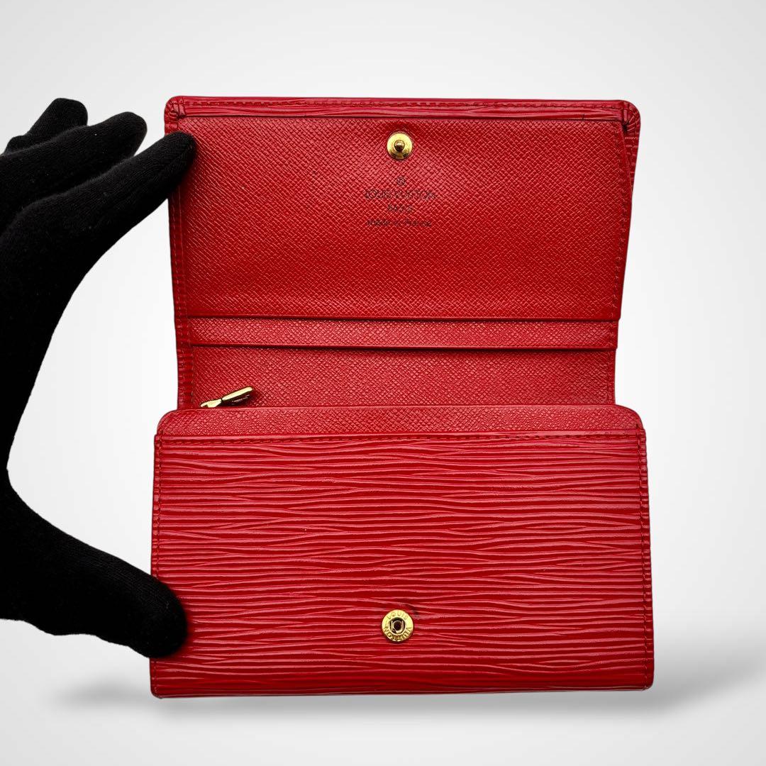 美品✨ルイヴィトン エピ ポルトモネ ビエ トレゾール 二つ折り財布 赤 本革