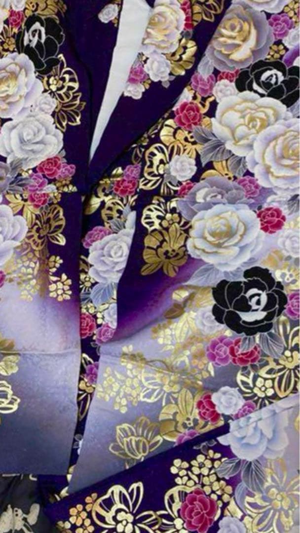 【6月末消去】タグ付き 振袖 フルセット 紫 金