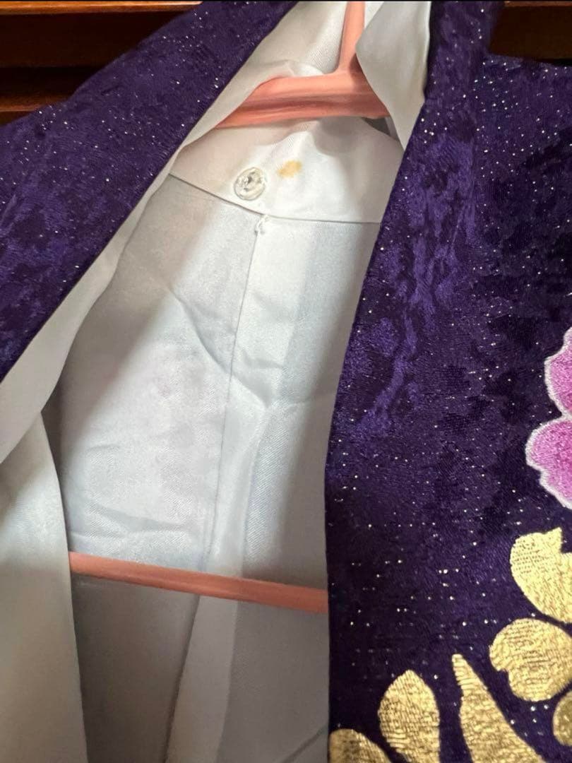 【6月末消去】タグ付き 振袖 フルセット 紫 金