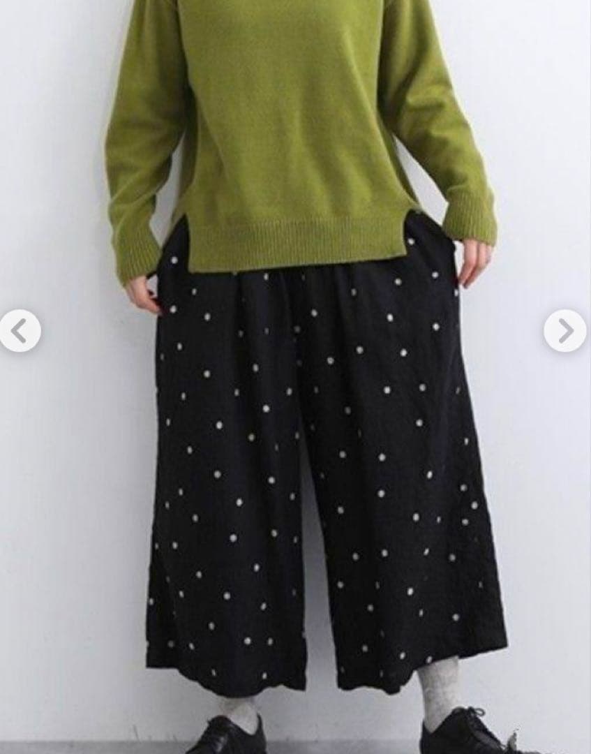 ICHI Antiquites イチアンティークスリネンドットイージーパンツ水玉