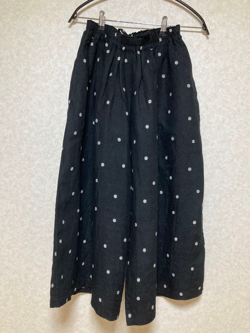 ICHI Antiquites イチアンティークスリネンドットイージーパンツ水玉