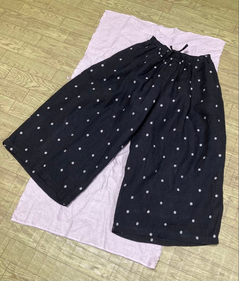 ICHI Antiquites イチアンティークスリネンドットイージーパンツ水玉