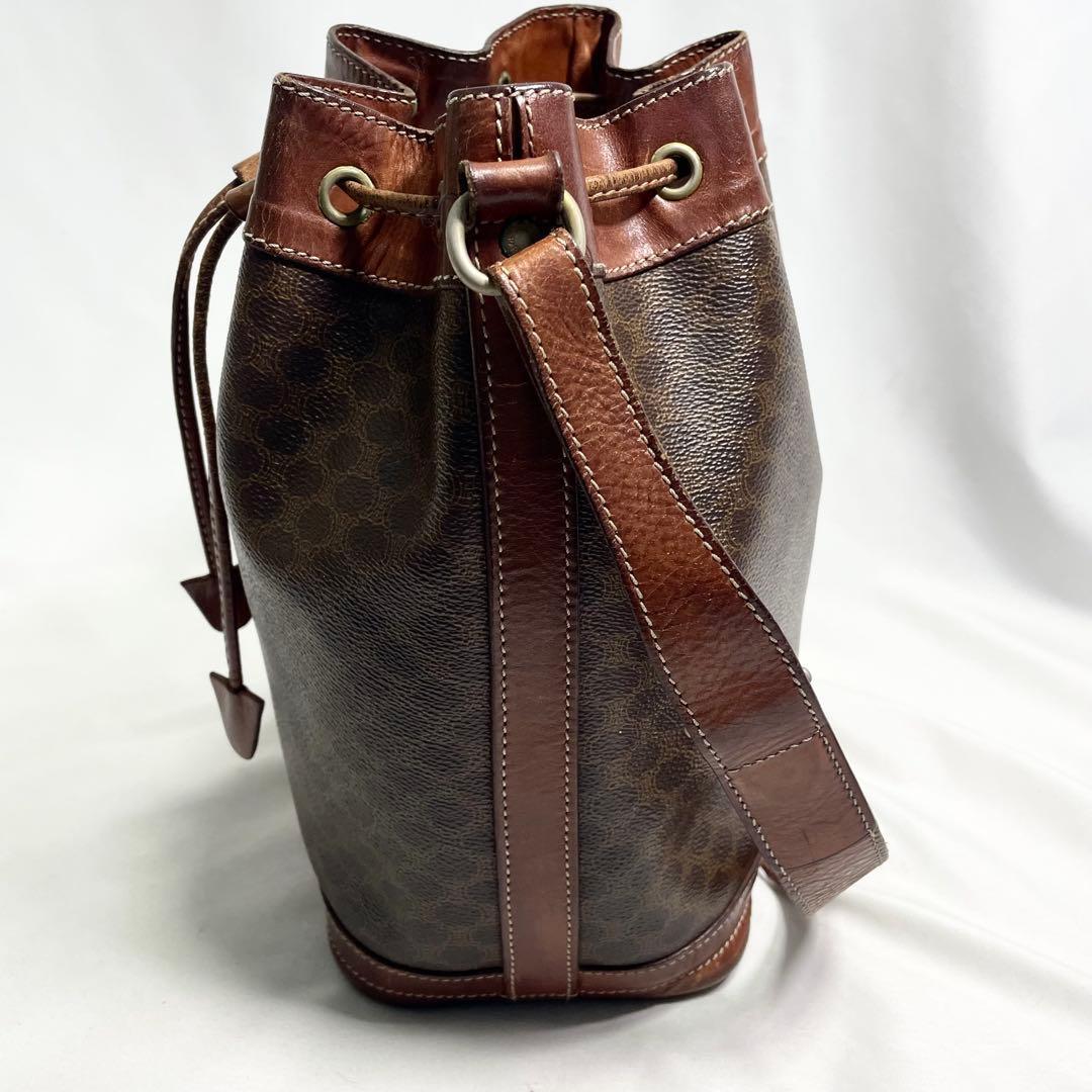 セリーヌ ワンショルダーバッグ 巾着 マカダム トリオンフ レザー PVC ロゴ