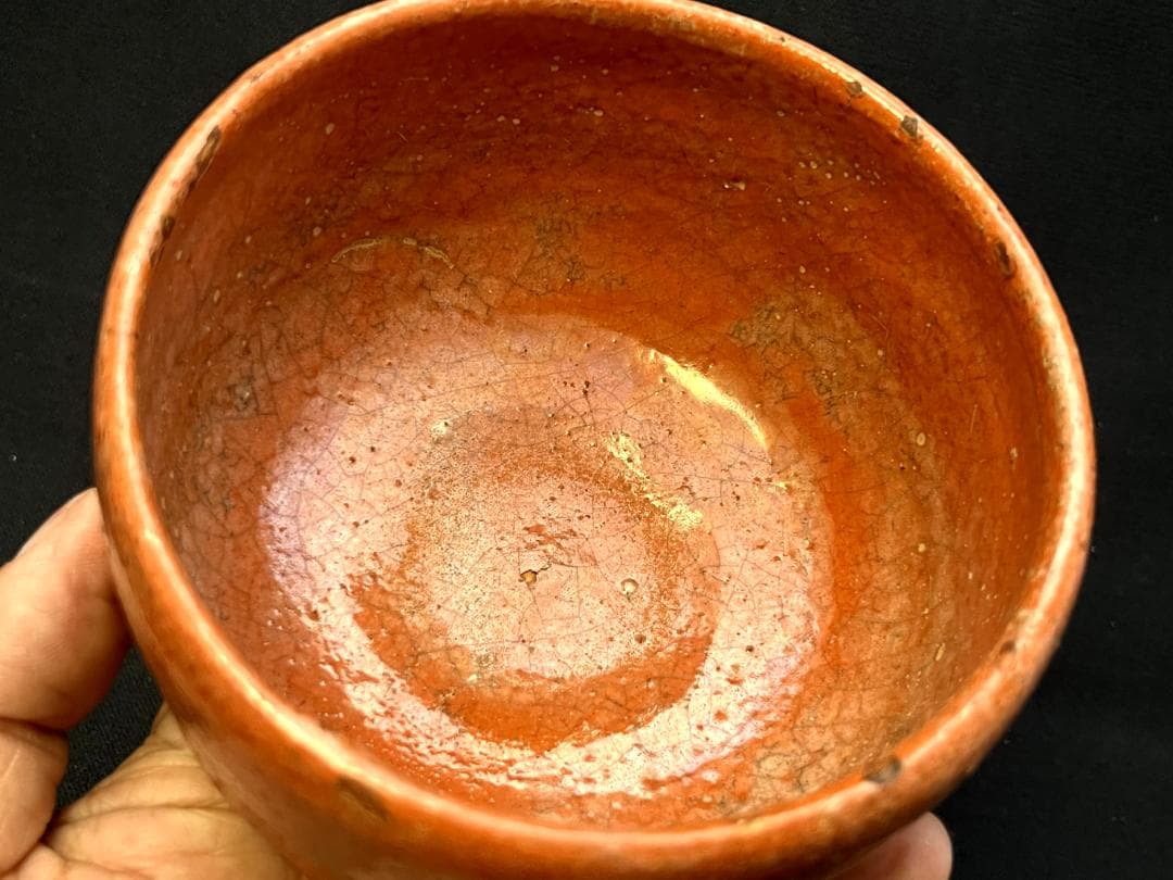 抹茶碗■古赤楽 抹茶碗 かなり時代のある古楽焼 江戸期 時代物 骨董品 ■