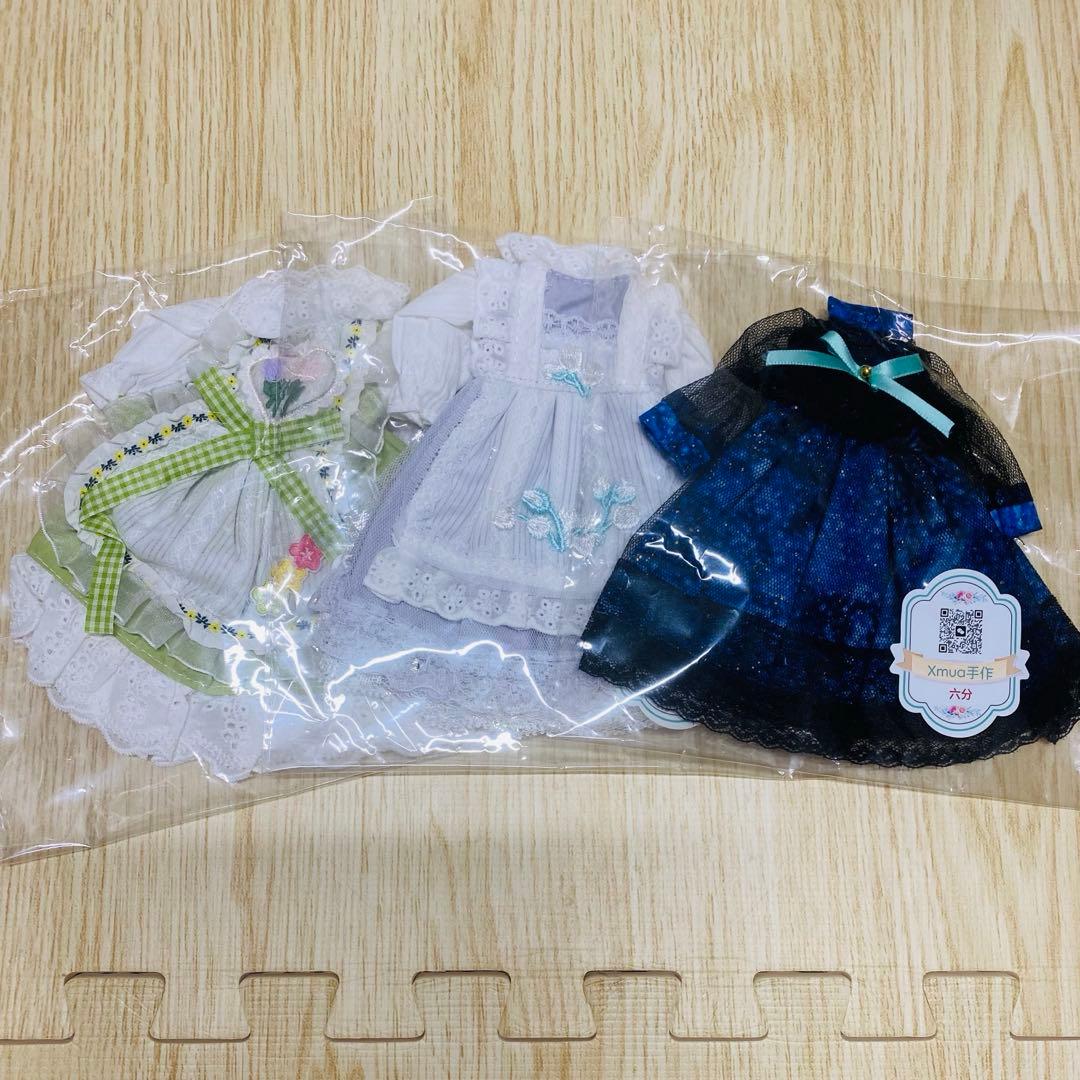 1/6ドール服 アウトフィット ワンピース ヘッドドレス 3点セット まとめ売り