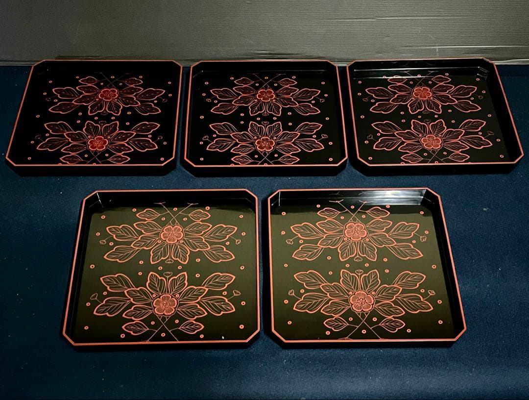 割引中❣️【美品】「母」輪島塗 吉野図 懐石道具 [梅應] 塗箱 茶懐石 F