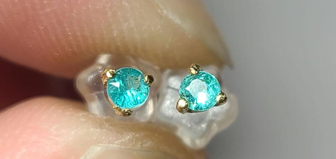 りんご★ブラジルバターリャパライバトルマリン★ピアスオーダー