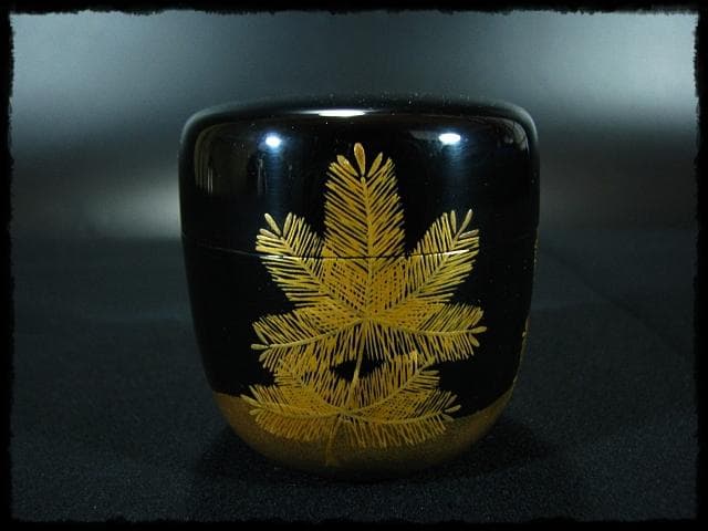 時代 金蒔絵 松鶴流水文 棗 内梨子地 茶道具 u50