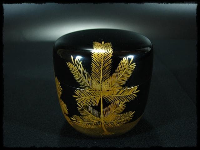 時代 金蒔絵 松鶴流水文 棗 内梨子地 茶道具 u50