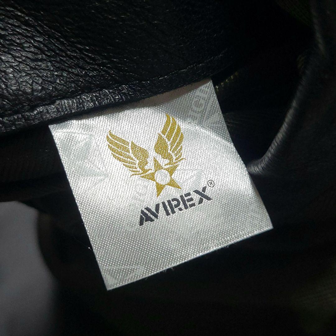【極美品】AVIREX　アーミーメカニックジャケット レザージャケット 羊革 黒