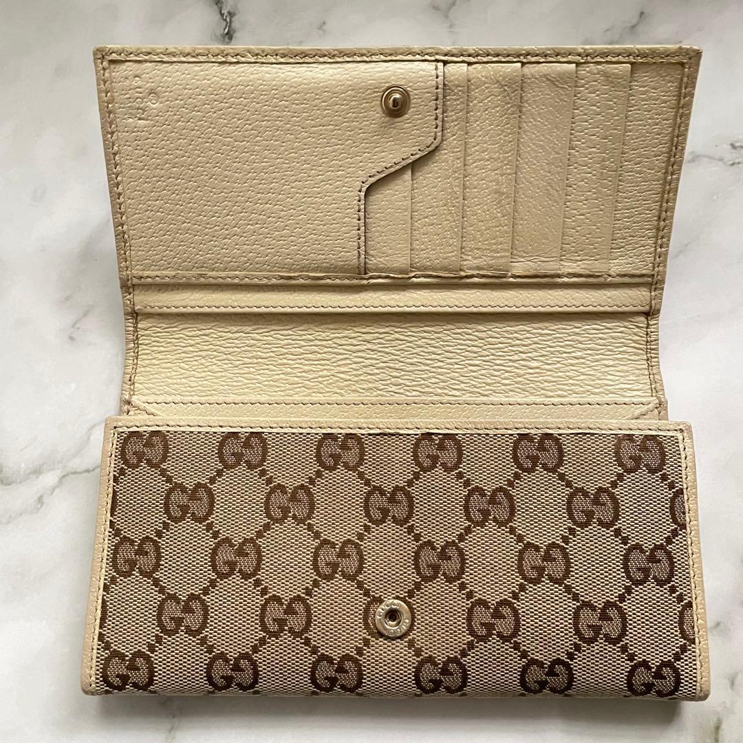 GUCCI グッチ 長財布 GGキャンバス ロゴプレート 折り財布 0108-⑨
