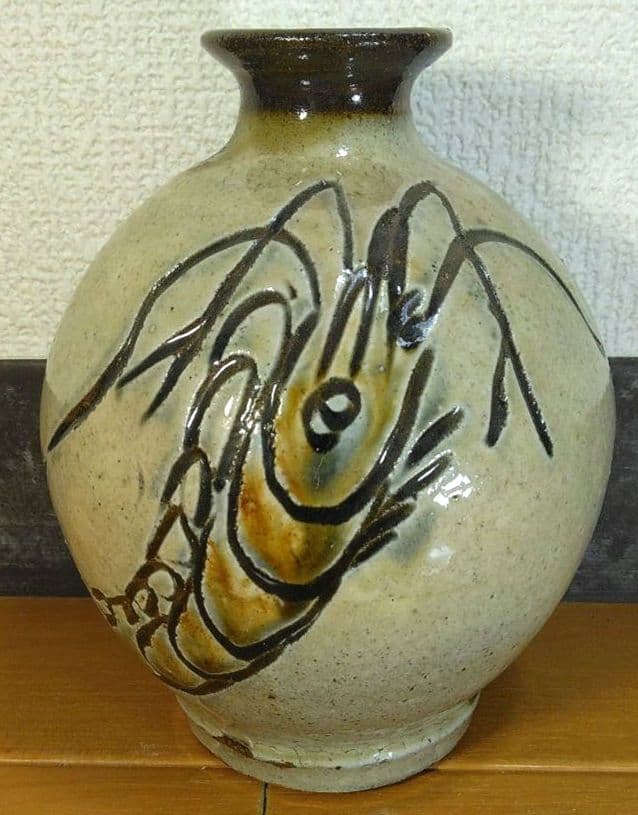 人間国宝 金城次郎 壷屋焼 花瓶 栞 共箱 壺屋焼 やちむん 珍品上作花瓶 美品