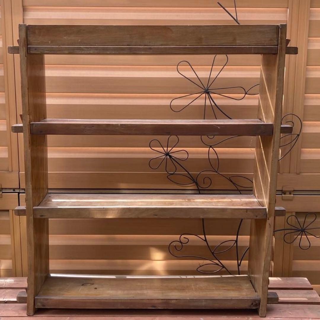 昭和レトロ　本棚　楔棚　木製　くさび