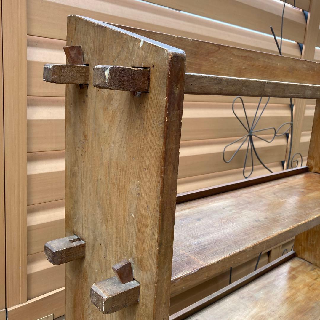 昭和レトロ　本棚　楔棚　木製　くさび