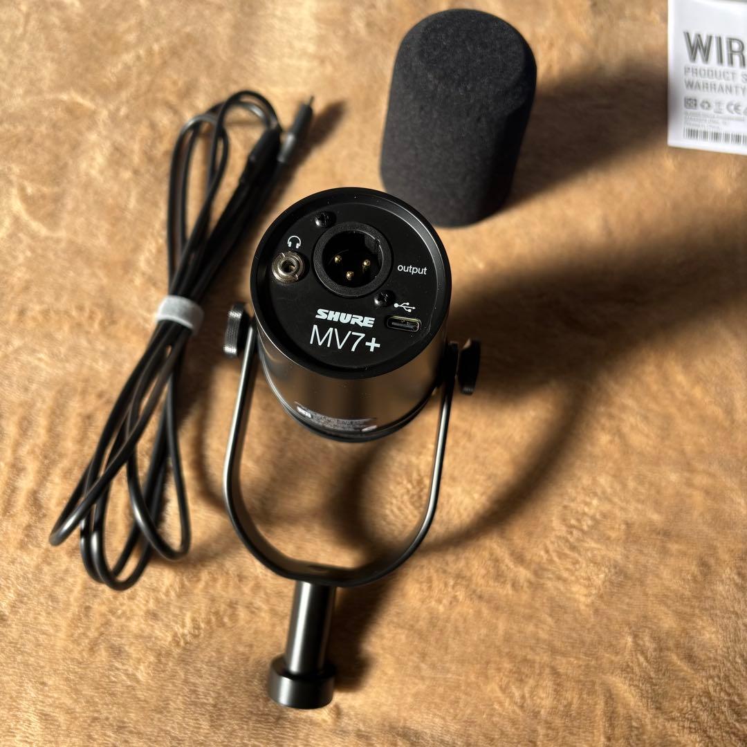 【美品】SHURE MV7+ ブラック｜オーディオテクニカデスクマイクスタンド付